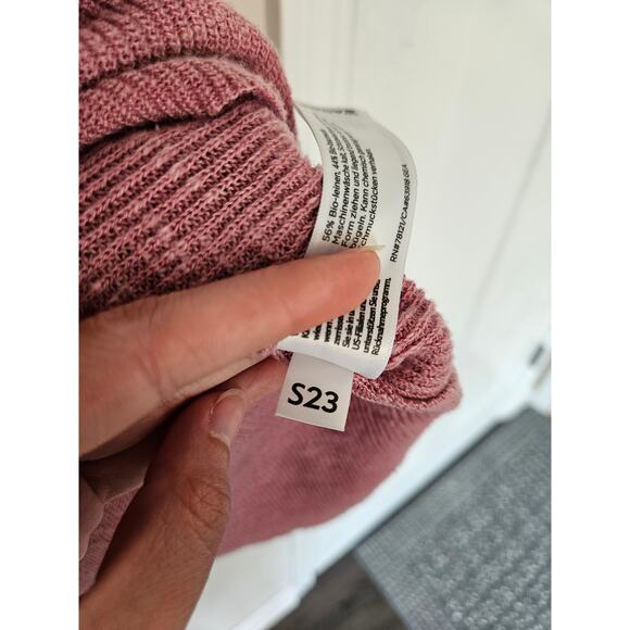 Eileen Fisher PINK Organic Linen Cotton Slub Funnel Neck Top Hoodie Sweater L - Picture 9 of 15